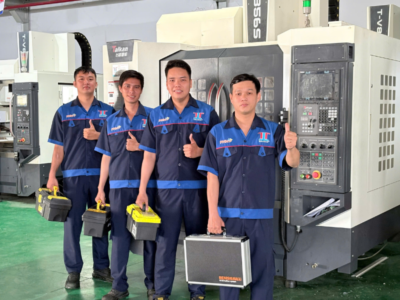 Đội ngũ kỹ thuật TLT giàu kinh nghiệm trong lĩnh vực kiểm tra, bảo dưỡng định kỳ máy CNC