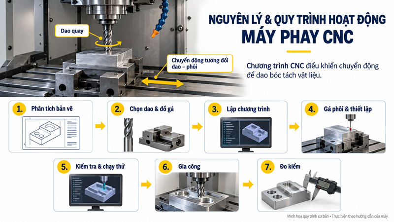 Nguyên lý và quy trình hoạt động của máy phay CNC