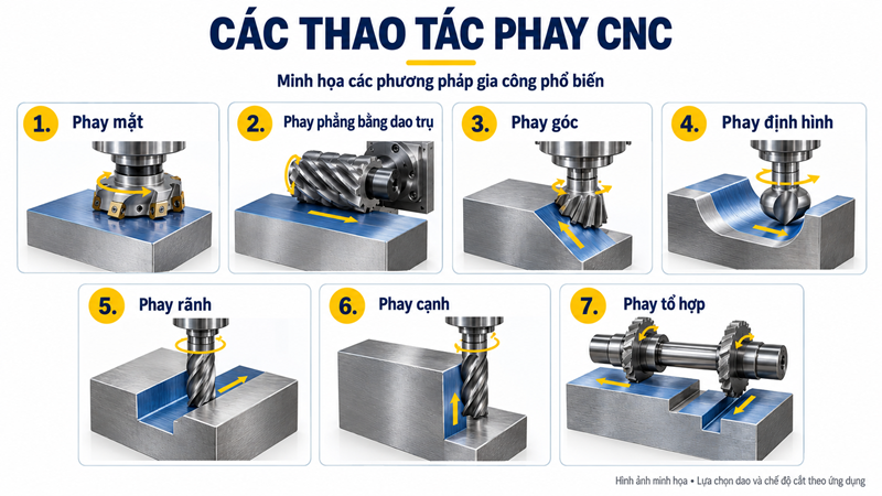 Các loại thao tác phay CNC